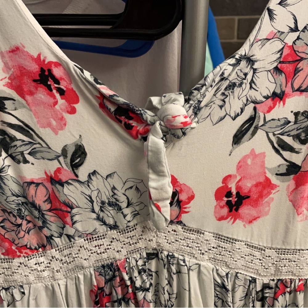 Torrid white pink floral tank maxi dress